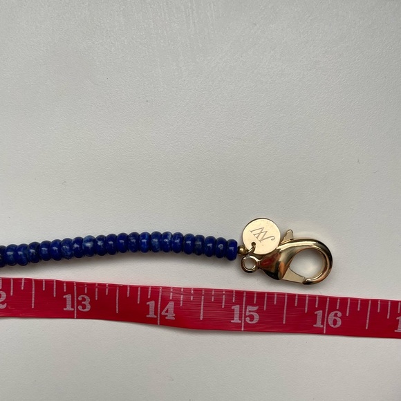 JANE WIN Lapis beaded necklace chain 16 inches gold clasp (coin not included) - Picture 6 of 9